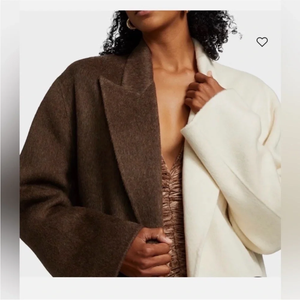 NWT RONNY KOBO
WENDALIN WOOL TWO
TONE COAT BROWN IVORY - Picture 12 of 13